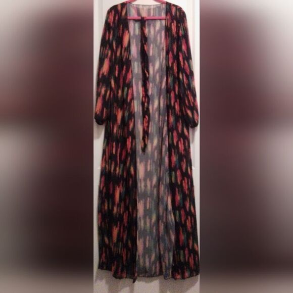 Vibrant Abstract Patterned Lightweight Long Robe - Size S - Picture 1 of 4